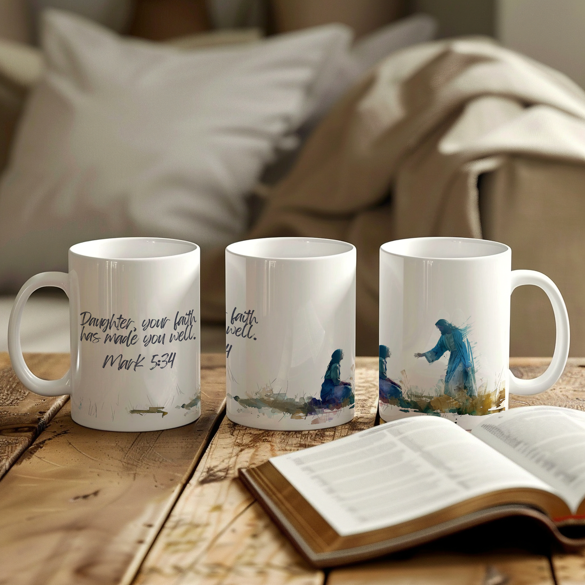 Daughter, Your Faith Has Made You Well - Mother's day gift | Christian Gift | Christian Mom | Bible Verse | Gift for wife | Coffee Mug | Designed Mug | Religious Gift